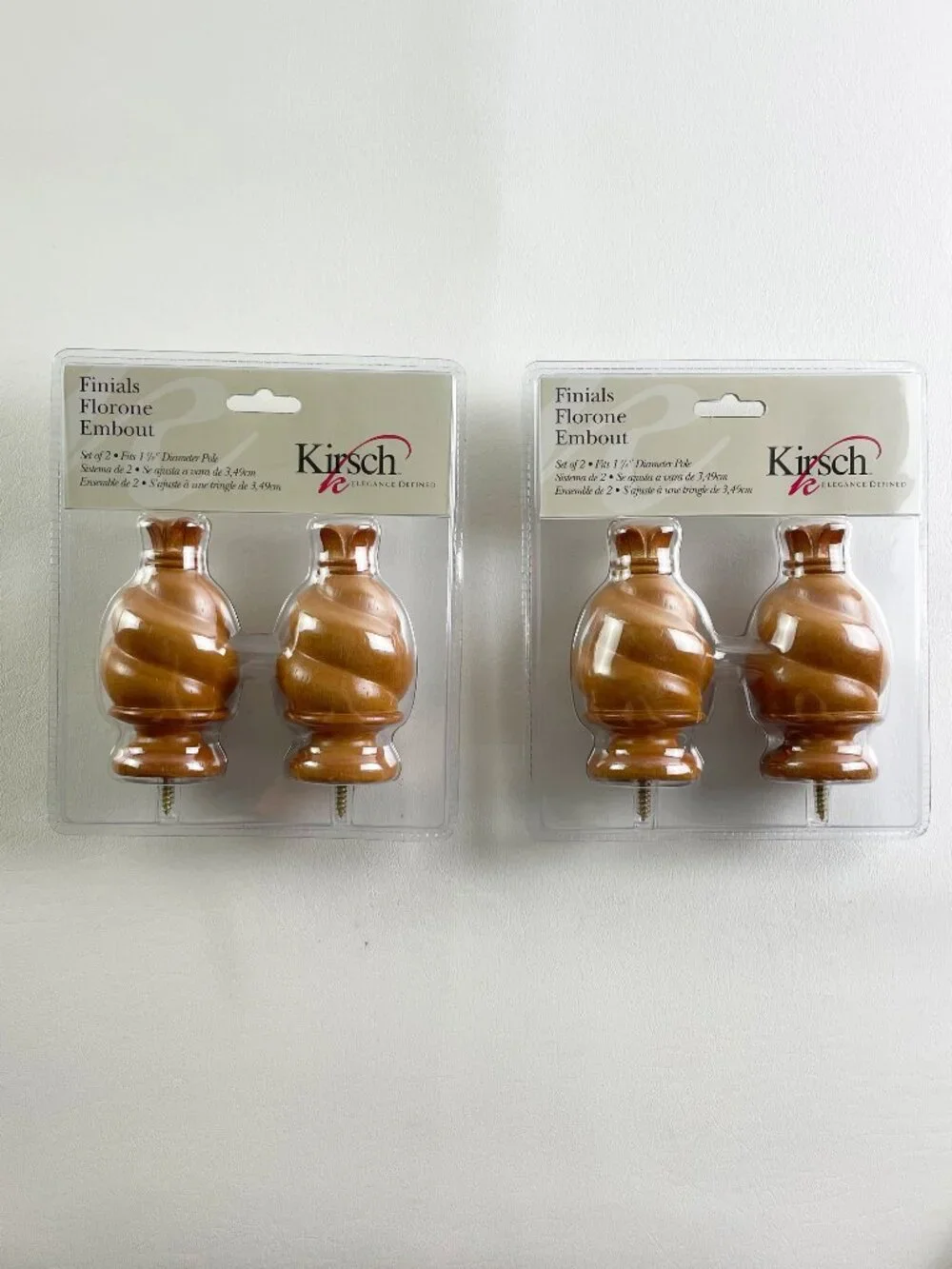 Kirsch Wood Warm Oak Tulip Finials for 1 3/8